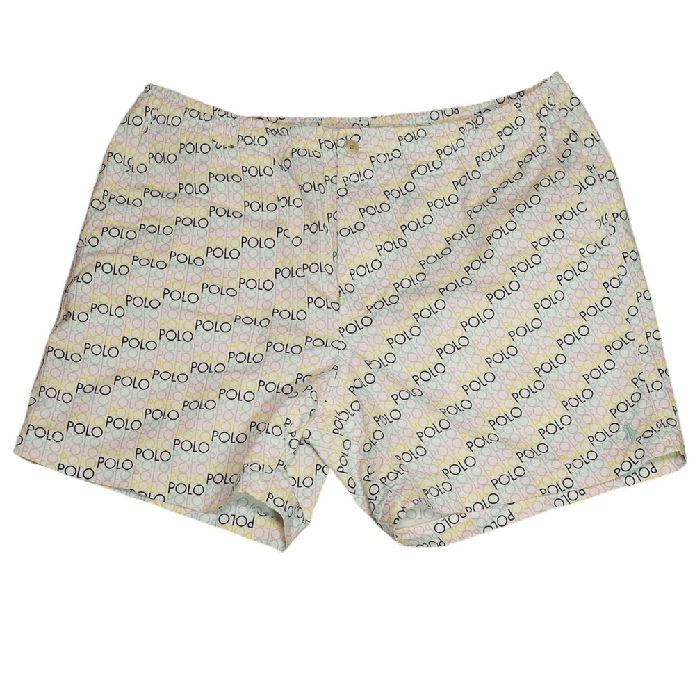 Polo Ralph Lauren Logo Shorts All-Over Print 6" Men's L White Tropical Pastel